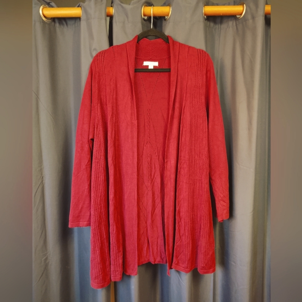 Cranberry Red Cardigan, 2x, EUC